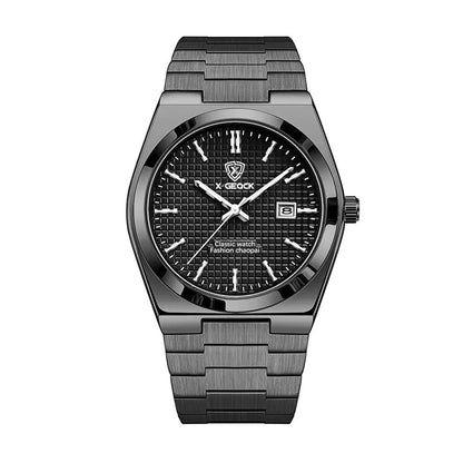 Men's Watch Quartz Simple Fashion Wristwatch Steel Belt Waterproof Calendar Genuine Goods